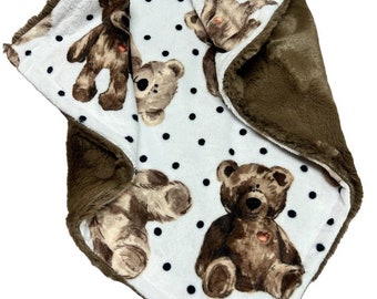 Personalized Teddy Bear Minky Baby Blanket