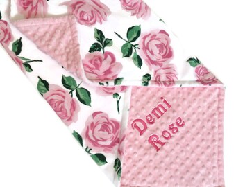 Red - Rose Kids Essentials Baby Boy Girl Personalised Red Blanket Embroidered Name
