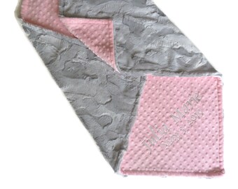Premier Dandelion Cuddle TealSnow Double Minky Personalized Minky Baby Blanket Baby Girl or Baby Boy- Custom Made