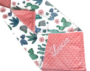 Beige Sand Cactus Baby blanket Minky Baby blanket