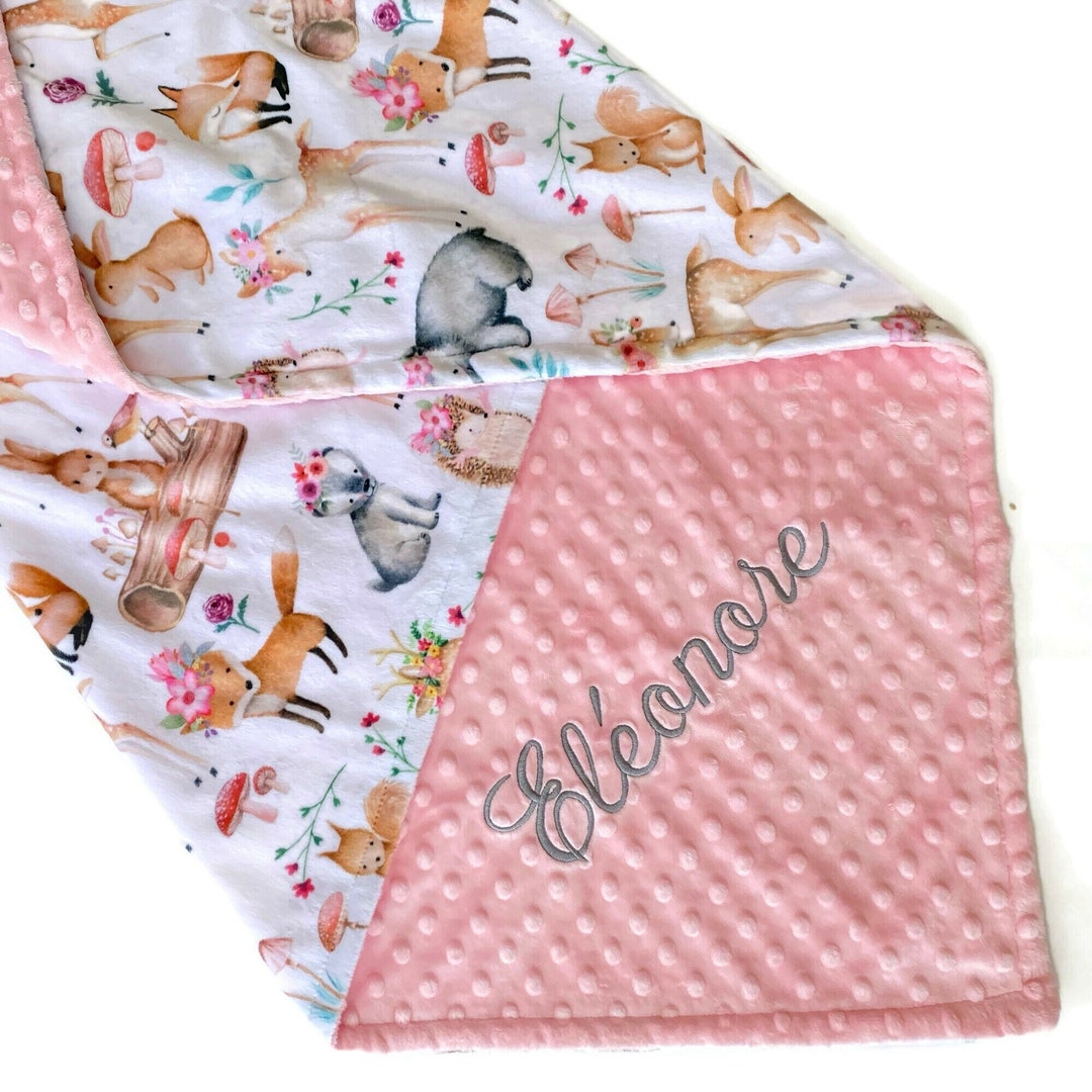 Personalized Forest Creatures, Baby Blanket or Lovey, Whimsical Minky