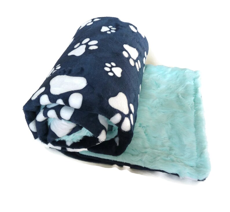 Pet Blanket Personalized Pet Blanket Navy Blue Paw Print Etsy Canada