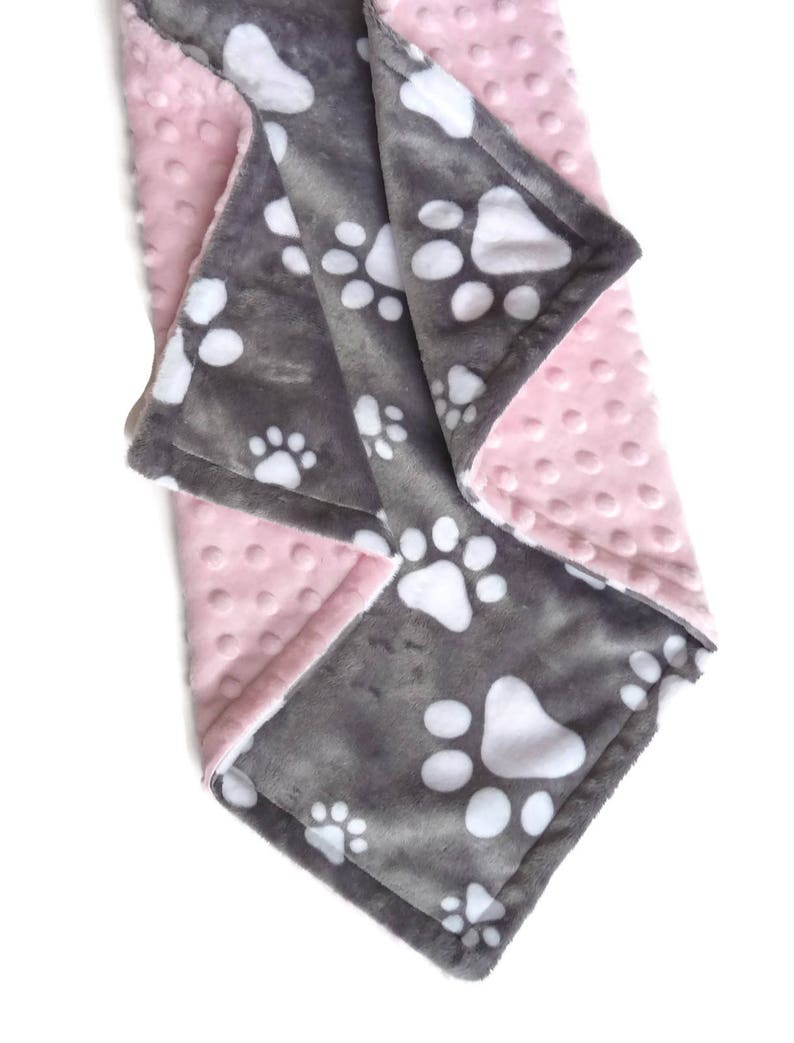 Pet Blanket Personalized Pet Blanket Gray Paw Print Puppy Etsy