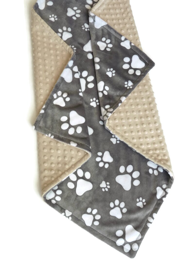 Pet Blanket Personalized Pet Blanket Gray Paw Print Puppy Etsy
