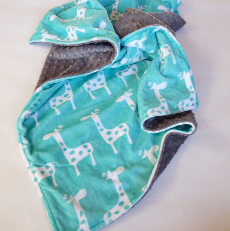 Premier Dandelion Cuddle TealSnow Double Minky Personalized Minky Baby Blanket Baby Girl or Baby Boy- Custom Made