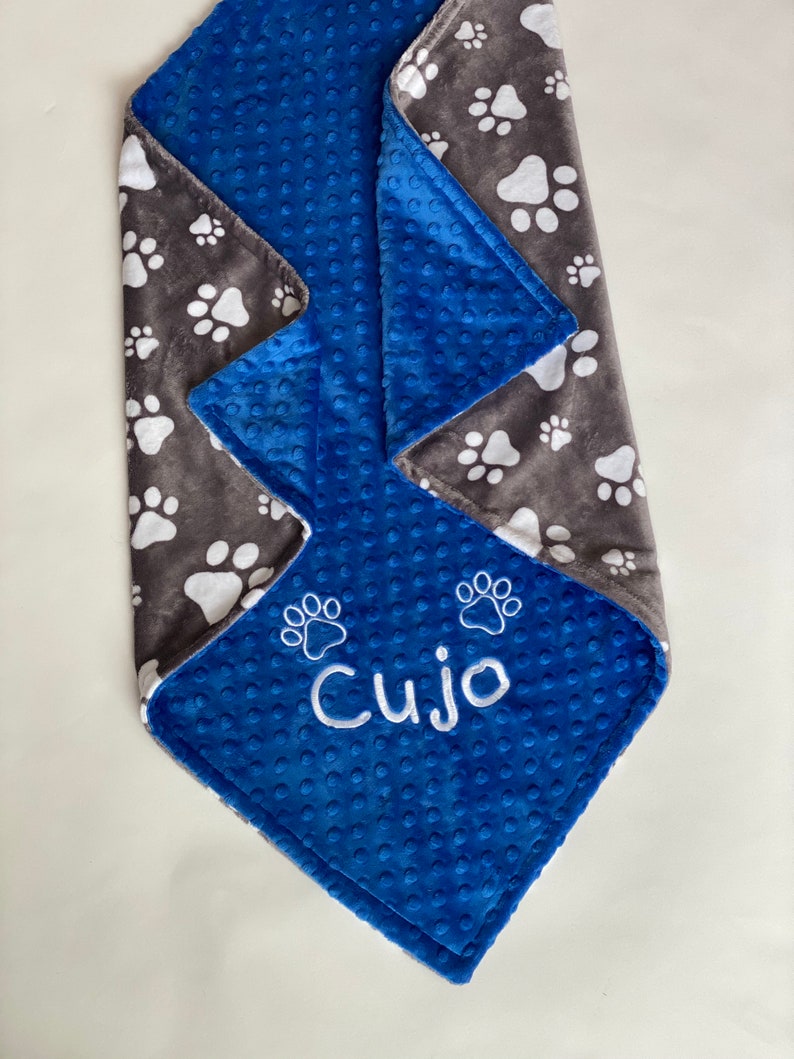 Pet Blanket Personalized Pet Blanket Gray Paw Print Puppy Etsy