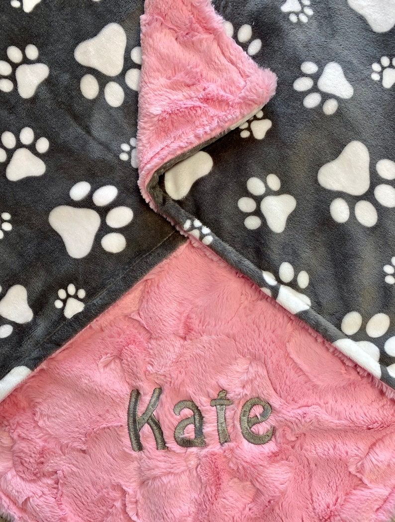 Pet Blanket Personalized Pet Blanket Gray Paw Print Puppy Etsy Ireland