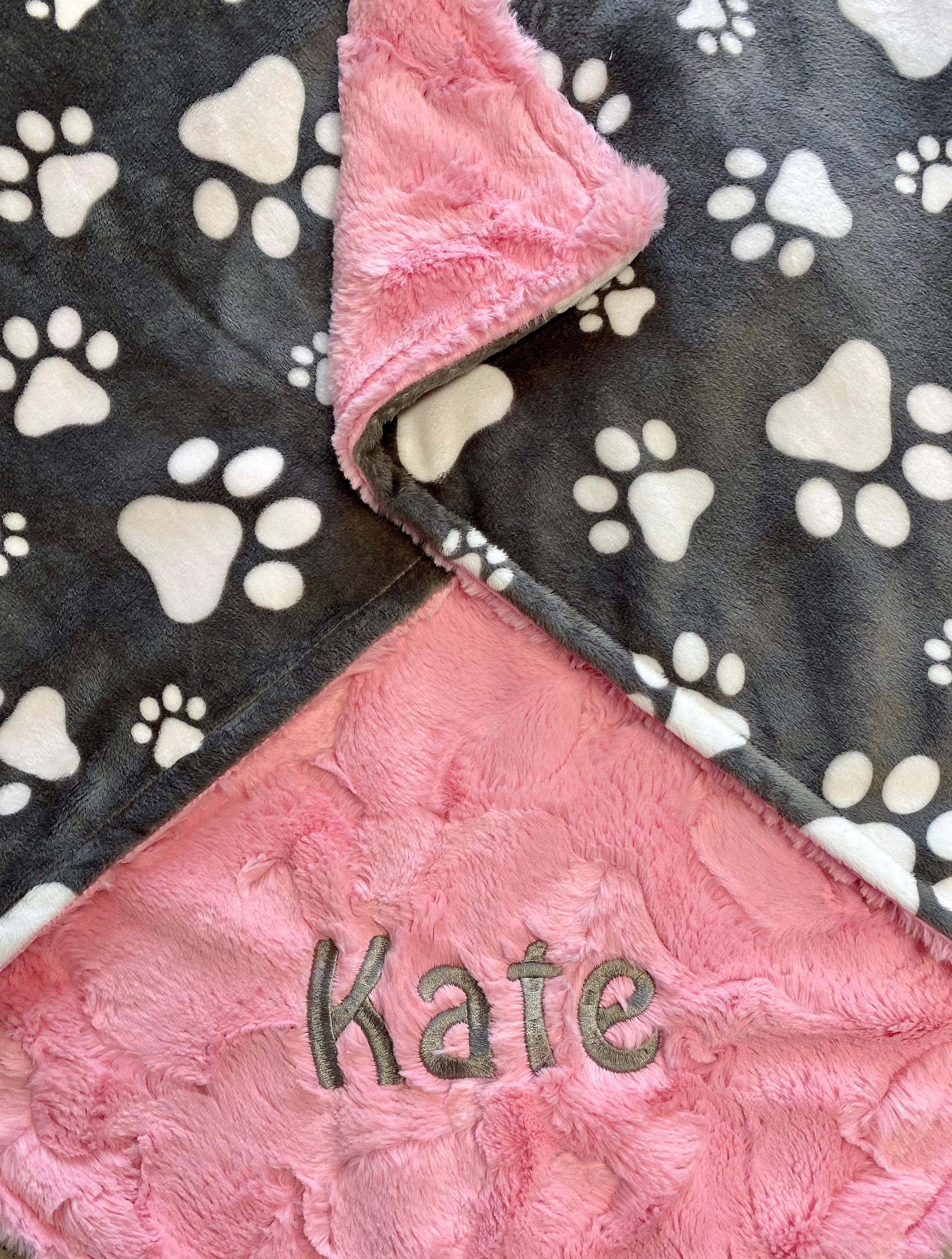 Pet Blanket Personalized Pet Blanket Gray Paw Print Puppy Etsy Ireland