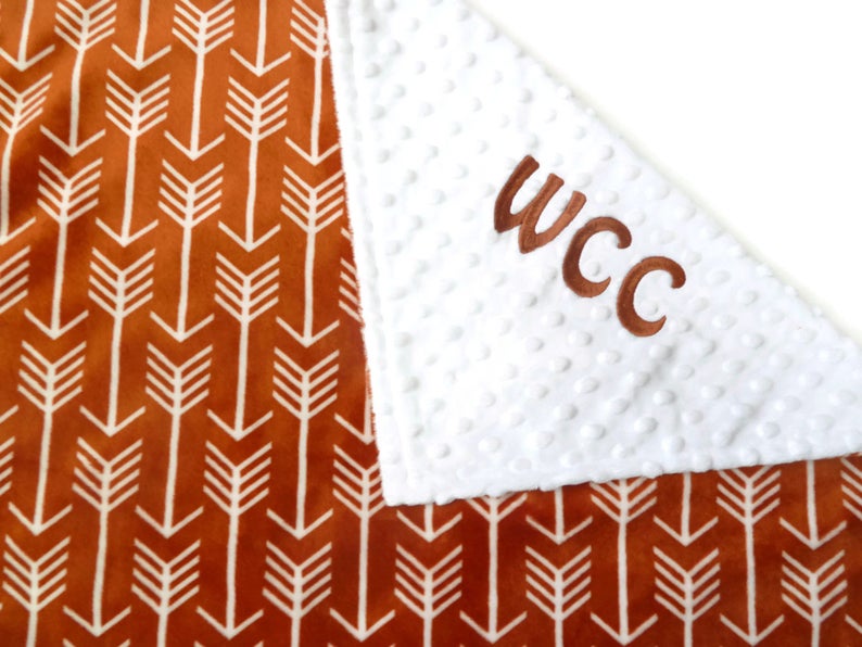 Arrow Baby Blanket Personalized Minky Baby Blanket Minky Baby Blanket Rust Arrow Blanket with Name Personalized Minky Baby Blanket