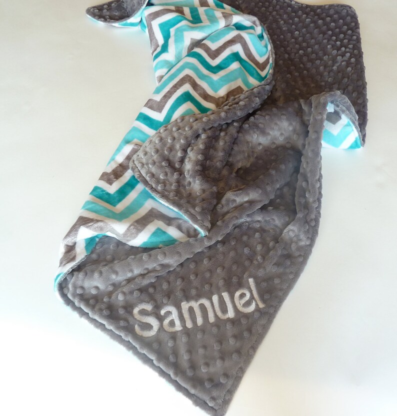 Baby Boy Lovey or Stroller blanket Personalized Dinosaur Baby Blanket Custom Made You Choose Back Minky Color Double sided Minky