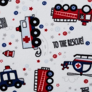 Personalisierte Minky Babydecke, Rettungswagendecke, Baby Junge Decke, Feuerwehr, Krankenwagen, Hubschrauber, Polizeidecke