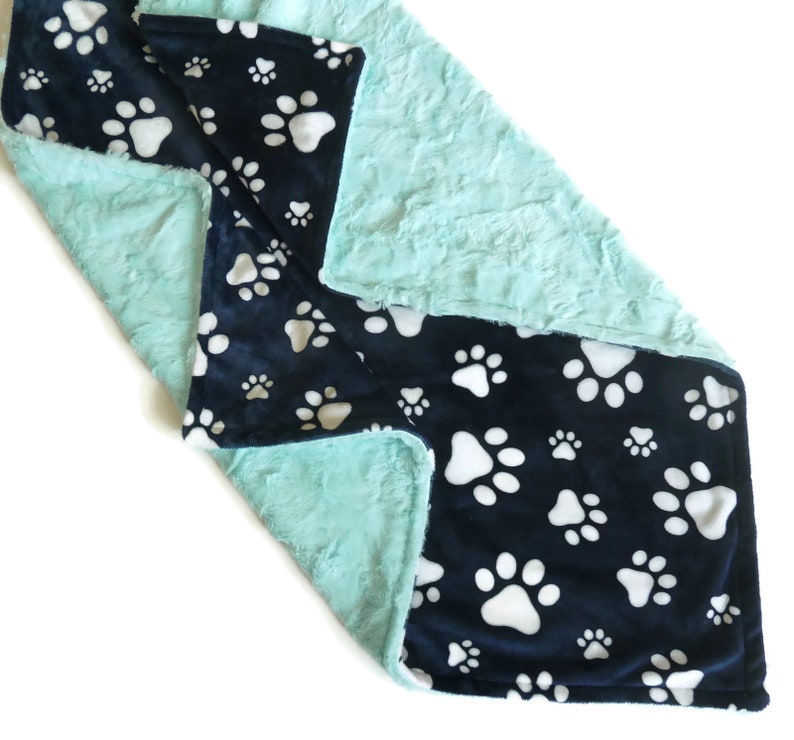 Pet Blanket Personalized Pet Blanket Navy Blue Paw Print Etsy Canada