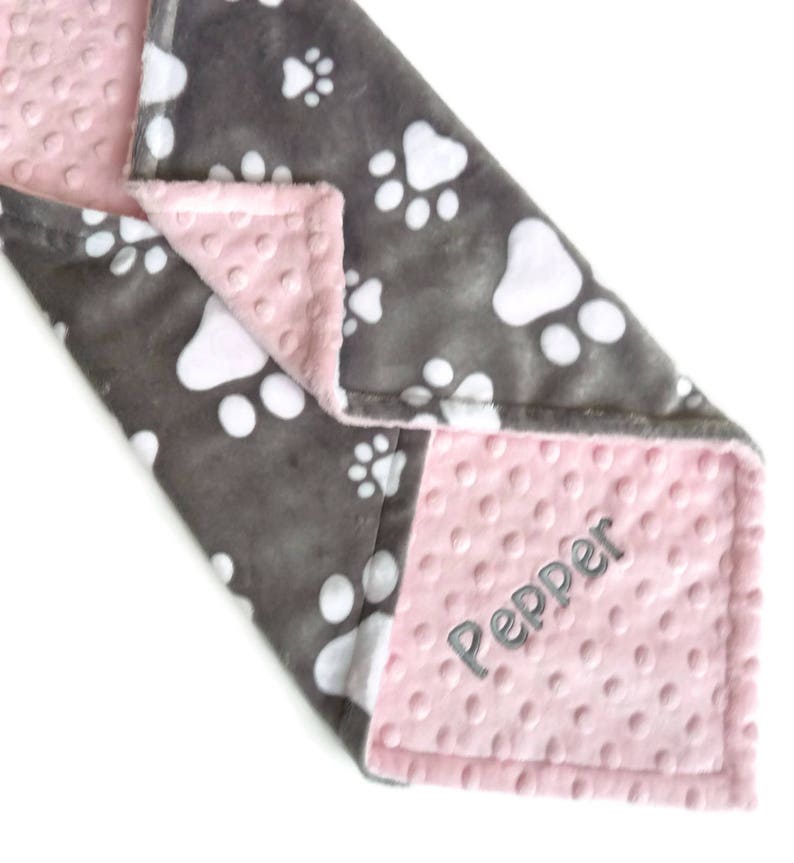 Pet Blanket Personalized Pet Blanket Gray Paw Print Puppy Etsy