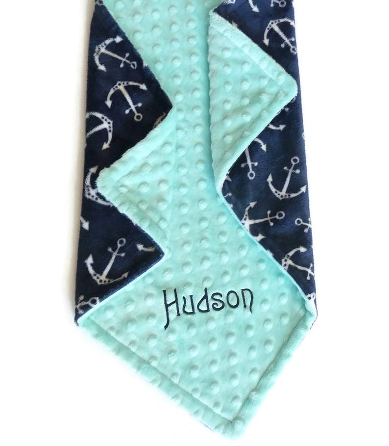 Nautical Nursery Personalized Minky Blanket Baby Girl or Boy Nautical Blanket Personalized Baby Blanket Anchor Baby Blanket