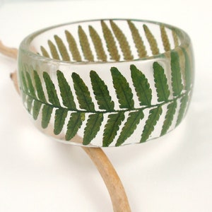 Pressed fern bracelet - Resin fern bangle bracelet - Gift for women