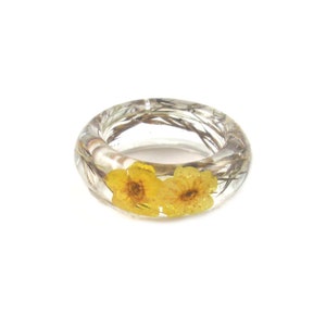 Yellow flower resin ring | Real flower jewelry | Botanical nature statement ring | gift idea