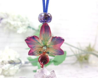 Orchid flower necklace Mini Doritis Orchid  Resin Botanical Jewelry