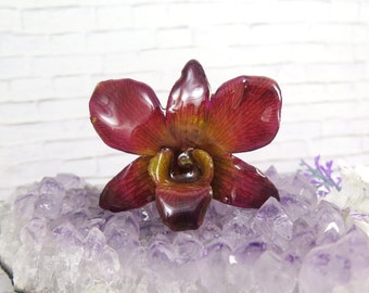 Purple Orchid necklace - Preserved Orchid necklace - Edgy jewelry