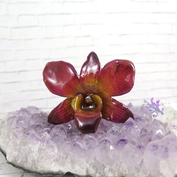 Collar de orquídeas púrpuras - Collar de orquídeas preservadas - Joyería atrevida