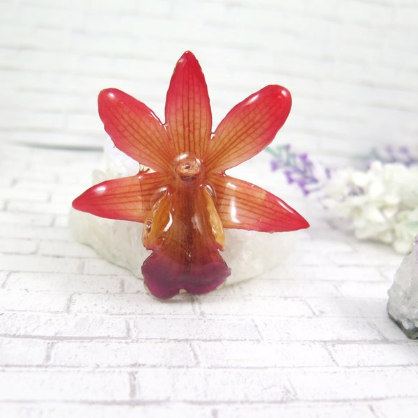 Real Orchid necklace - flower resin pendant - pink orchid necklace gift