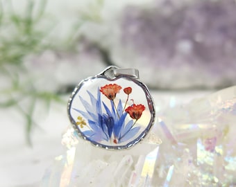 Flower necklace real flower charm necklace resin jewelry small flowers bouquet
