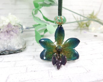 Mini Doritis Orchid Resin Necklace - Botanical jewelry - Real orchid flower jewelry - Gift for women