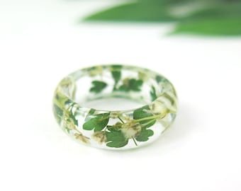 Pressed flowers resin ring - Real flower nature ring - jewelry engagement ring - Botanical ring gift idea for her