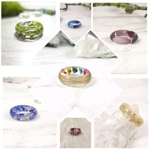 Customized ring with your flowers -Keepsake ring - Wedding flower resin ring - Memorial jewelry - hair resin ring