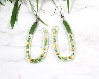 Handmade Botanical Statement Earrings with Hypoallergenic  Hooks