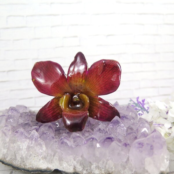 Purple Orchid necklace - Preserved Orchid necklace - Edgy jewelry