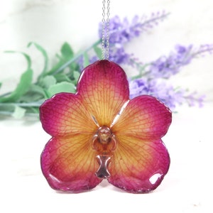Purple Orchid Necklace - Dried orchid in resin - botanical jewelry