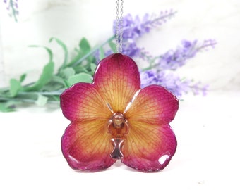Purple Orchid Necklace - Dried orchid in resin - botanical jewelry