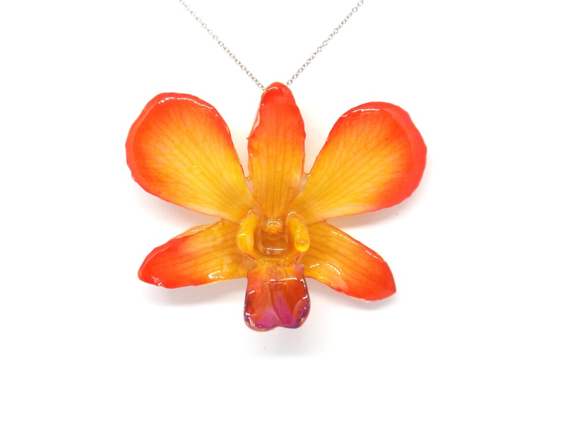 Real Orchid Flower Necklace Flower Jewelry in Resin Lucy Etsy