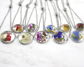 Birth Month Flower Bracelet: Handmade Resin Jewelry, Stainless Steel Chain