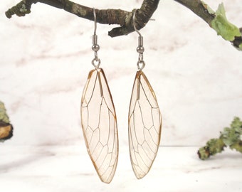 Cicada wings earrings - Resin jewelry - Galentines Day gift for women
