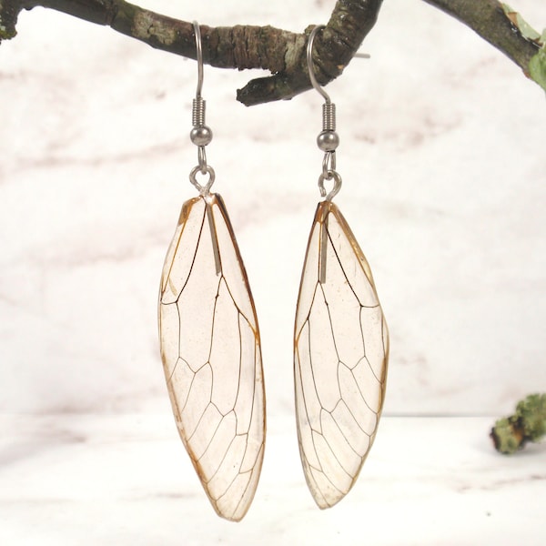 Cicada wings earrings - Resin jewelry - Galentines Day gift for women