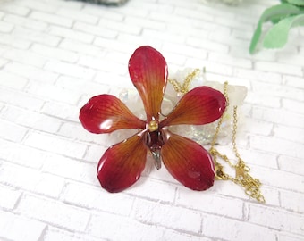 Real Orchid Jewelry - Mokara Orchid Necklace - Resin Botanical jewelry