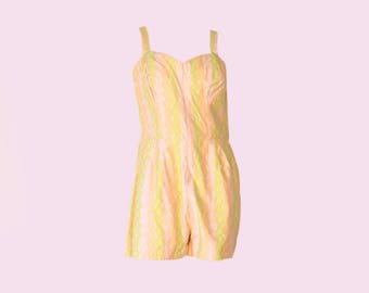 Midcentury Pastel Alix of Miami Swim Romper Pin Up Playsuit