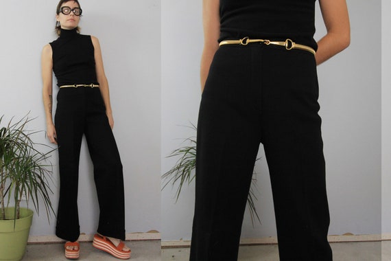90s Black Wool Wide Leg 'worthington 