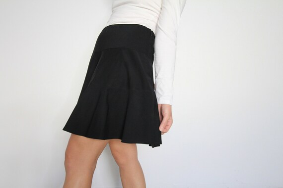 Escada Black Minimalist High Waist Circle Skirt