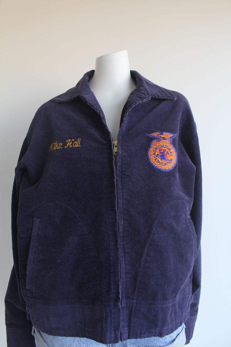 70/'s Vintage Navy Blue Corduroy Agricultural Jacket