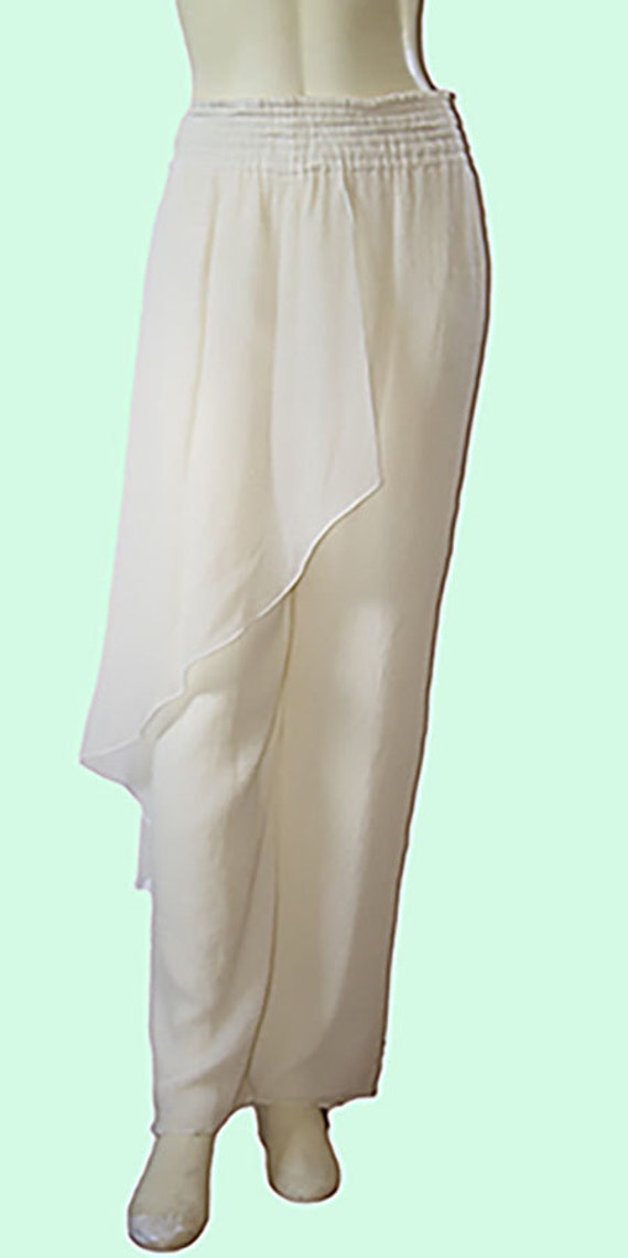 Giorgio Armani Off-White Crepe Silk Harem 90's Vin