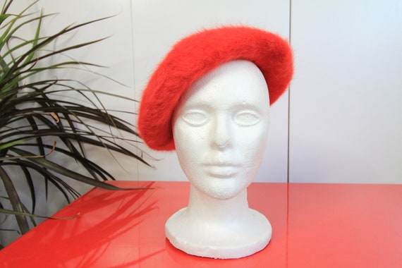 Mid Century Vintage Red Mohair Beret