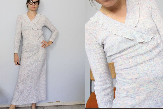 70's Vintage Patel Knit Long Sleeve Ruffle Rib Kni