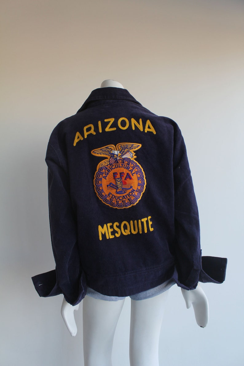 70/'s Vintage Navy Blue Corduroy Agricultural Jacket