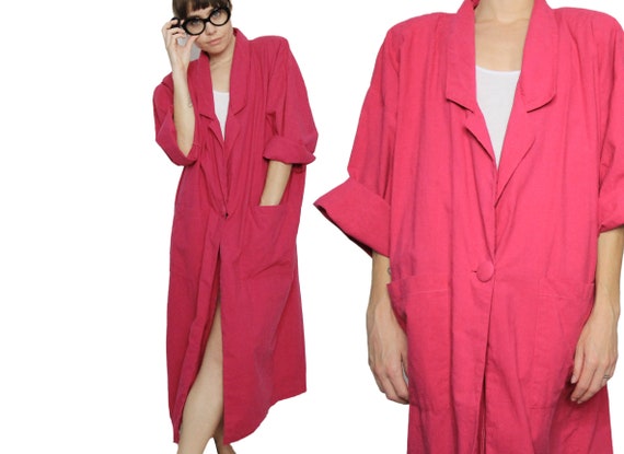 80's Pink Oversize Dolman Sleeve Cotton Duster