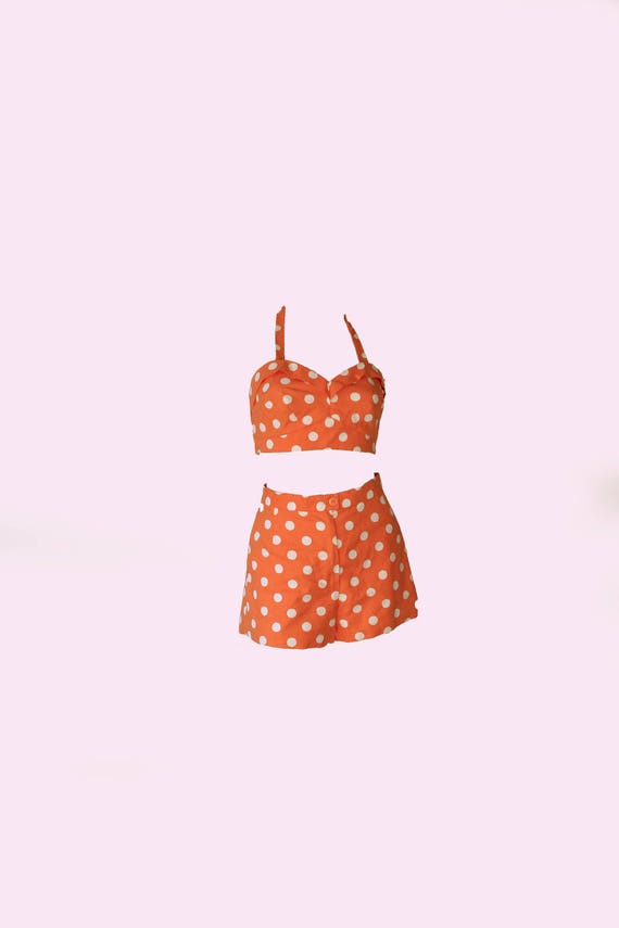 50's/60s Vintage Red Polk-a-Dot Pin Up Girl Hot Sh