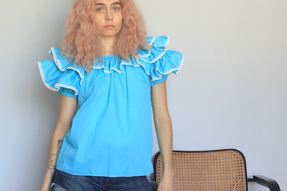 baby blue ruffle top