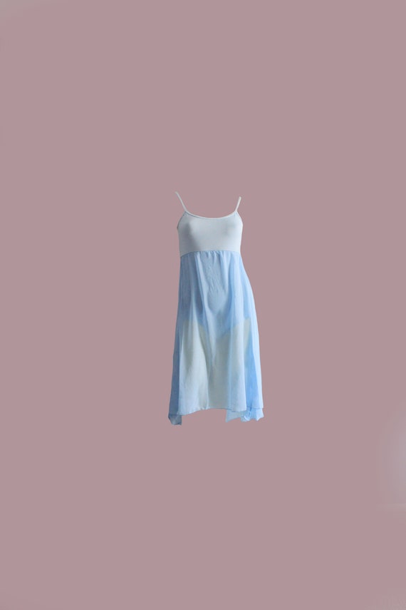90s Deadstock Baby Blue One Piece See Through Chif