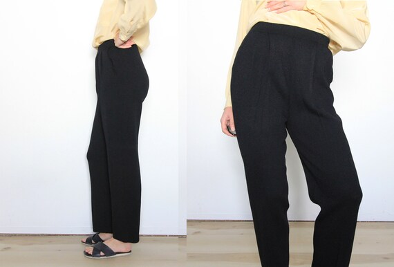 St. John Santana Knit Relaxed Black 90s Vintage High Rise Trousers